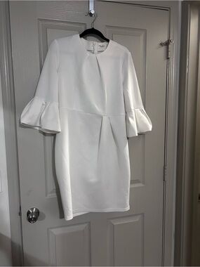 Fashionomics White Ruffle-Sleeve Mini Shift Dress